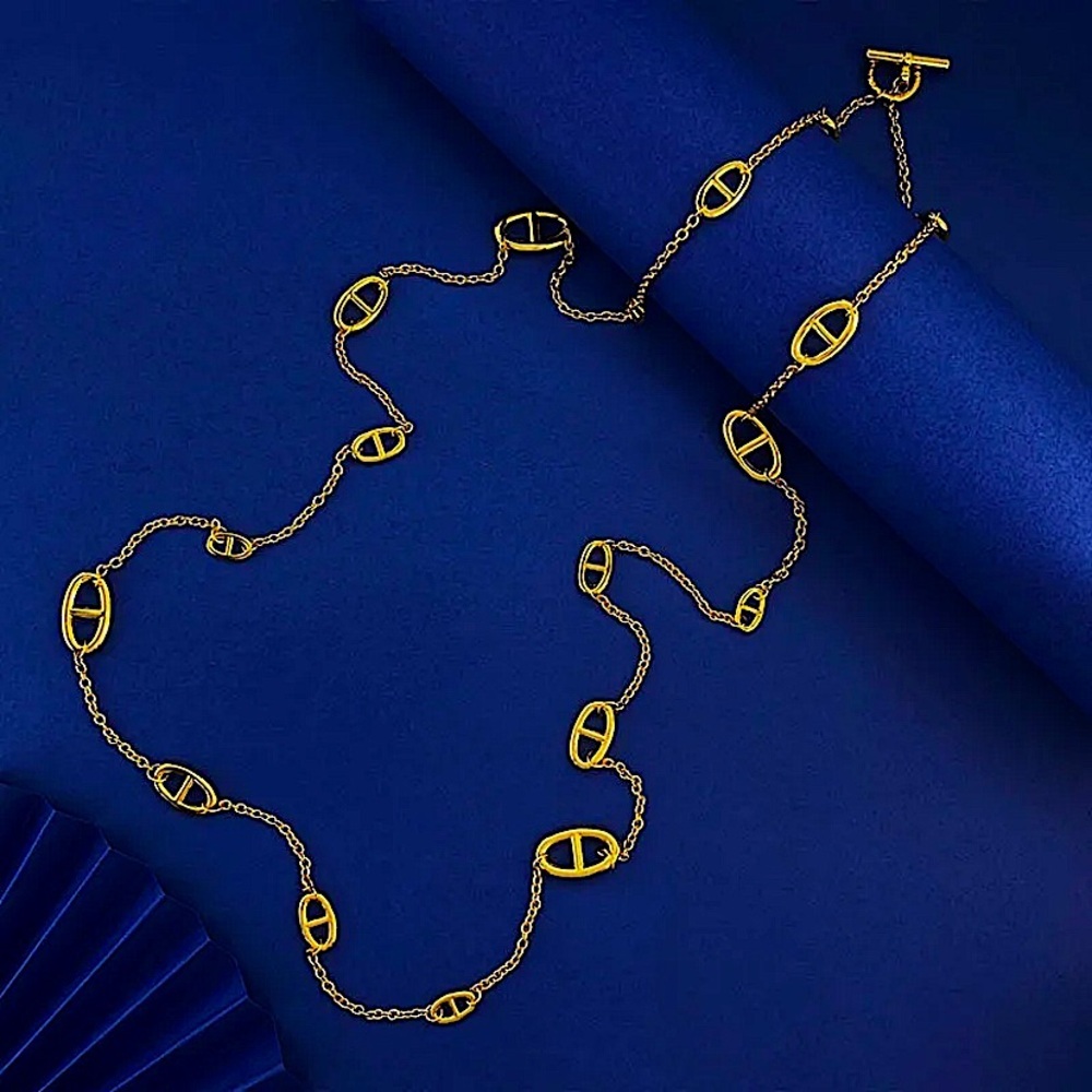 Multilayer Gold Plated Pig nose Necklace Bracelet Set Stainless Steel - Picture 12 of 15